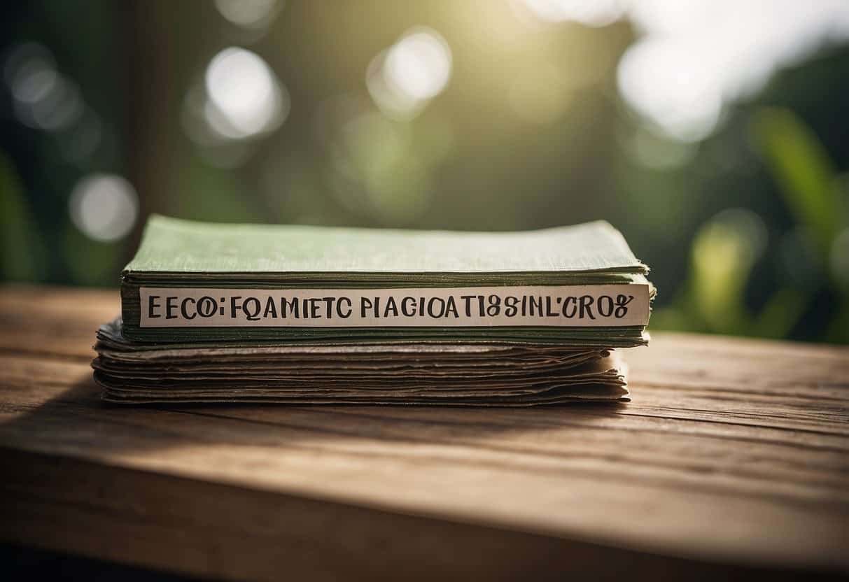 A stack of eco-friendly materials with a "Frequently Asked Questions" banner
